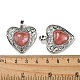 Pendentifs coeur d'amour pêche en verre de quartz cerise(G-G158-01W)-3