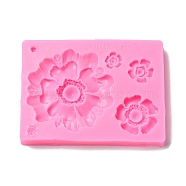 Food Grade Silicone Molds, Fondant Molds, Baking Molds, Chocolate, Candy, Biscuits, UV Resin & Epoxy Resin Jewelry Making, Sunflower, Random Single Color or Random Mixed Color, 105x78x12mm, Sunflower: 5~64x5~60mm(DIY-I078-17)