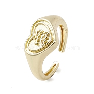 Brass Adjustable Open Rings, Heart, Aquarius, US Size 7 3/4(17.9mm)(RJEW-K257-86G-11)