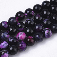 Natural Fire Crackle Agate Beads Strands, Dyed, Round, Orchid, 8mm, Hole: 1.2mm, about 48pcs/strand, 14.96 inch(38cm)(G-N326-14C-03)