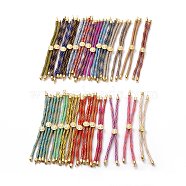Nylon Cord Silder Bracelets, for Connector Charm Bracelet Making, with Rack Plating Golden Brass Findings, Long-Lasting Plated, Cadmium Free & Lead Free, Mixed Color, 8-5/8~9-1/8x1/8 inch(22~23x0.3cm), Hole: 2mm(MAK-C003-04G)