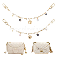 WADORN 2Pcs 2 Colors Brass Cable Chains Purse Strap Extenders, with Swivel Clasp & Alloy Enamel & Brass Charms, Flower & Heart, Mixed Color, 32.5~33cm, 1pc/color(FIND-WR0006-27)