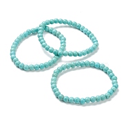 Synthetic Turquoise Beaded Stretch Bracelets, Round, Beads: 6~6.5mm, Inner Diameter: 2-1/4 inch(5.55cm)(BJEW-A117-B-14)