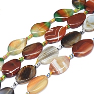 Natural Banded Agate/Striped Agate Beads Strands, Dyed & Heated, Nuggets, Mixed Color, 29~33x21~23x7~8mm, Hole: 1.4mm, about 10pcs/Strand, 15.75 inch(40cm)(G-L544-009)
