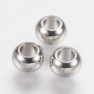 Brass Spacer Beads, Real Platinum Plated, Rondelle, 6x4mm, Hole: 3mm(KK-F730-04P)