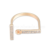 Brass Pave Clear Cubic Zirconia Finger Ring Settings, For Half-drilled Beads, Nickel Free, Golden, US Size 8 1/4(18.3mm), Pin: 0.8mm(For Half-drilled Beads)(KK-N232-484)