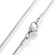 Classic Plain 304 Stainless Steel Mens Womens Snake Chain Necklaces, with Lobster Claw Clasps, Stainless Steel Color, 1.2mmx23.7 inch(60.2cm)(NJEW-A288D-1.2B-P)