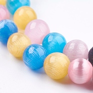 Cat Eye Beads Strands, Round, Mixed Color, 6mm, Hole: 1mm, about 67pcs/strand, 14.3 inch(36.5cm)(CE-F021-6mm-B01)