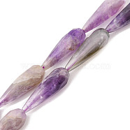 Natural Amethyst Beads Strands, Faceted, Teardrop, 28~30x9.5~10.5mm, Hole: 1.2mm, about 13pcs/strand, 14.65''~15.39''(37.2~39.1cm)(G-I328-09)