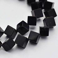 Cube Natural Black Onyx Beads Strands, Dyed, 9x8x6mm, Hole: 1mm, about 48pcs/strand, 15.7 inch(G-N0154-42B)