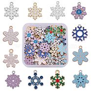 60Pcs 12 Style Alloy Pendants, with Enamel, Snowflake, Mixed Color, 20~22x16~19x1.5~3.5mm, Hole: 1.5~2mm, 5pcs/style (sgFIND-SZ0005-80)