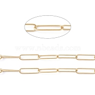 304 Stainless Steel Paperclip Chains, Drawn Elongated Cable Chains, Soldered, with Spool, Golden, Links: 21.5x6x1mm, about 32.8 Feet(10m)/roll(CHS-L022-02C-G)