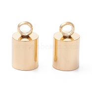 201 Stainless Steel Cord Ends, End Caps, Column, Real 24K Gold Plated, 9x5mm, Hole: 2mm, Inner Diameter: 4mm(STAS-H410-20G-H)