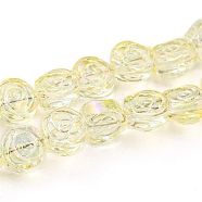 Full Rainbow Plated Electroplate Transparent Glass Beads Strands, Rose, Light Goldenrod Yellow, 6x7x3.5mm, Hole: 1mm, about 110pcs/strand, 25.20 inch(64cm)(EGLA-G037-01A-FR04)