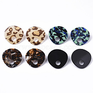 Cellulose Acetate(Resin) Stud Earring Findings, with 316 Surgical Stainless Steel Pins, Flat Round, Mixed Color, 30x31mm, Hole: 7mm, Pin: 0.8mm(X-KY-T020-06)