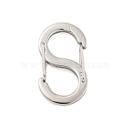 304 Stainless Steel S Shaped Carabiner, Keychain Clasps, Stainless Steel Color, 24.5x14x3.5mm(STAS-P358-01D-P)