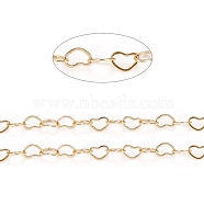 Brass Heart Link Chains, with Spool, Soldered, Long-Lasting Plated, Real 18K Gold Plated, 4x5x0.3mm, about 32.8 Feet(10m)/roll(CHC-D026-15B-G)