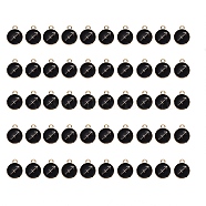 Alloy Enamel Pendants, Flat Round with Constellation, Light Gold, Black, Sagittarius, 15x12x2mm, Hole: 1.5mm, 50pcs/Box(ENAM-SZ0001-27C-F)