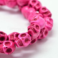 Dyed Synthetic Turquoise Bead Strands, Skull, Deep Pink, 10x8x10mm, Hole: 1mm, about 38~40pcs/strand, 15~15.5 inch(G-M145-13-B)