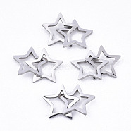 201 Stainless Steel Linking Rings, Quick Link Connectors, Laser Cut, Star, Stainless Steel Color, 11x12x1mm, Inner Diameter: 6.5x7mm, about 2pcs/set(X-STAS-N091-130)