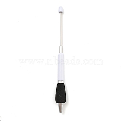 Plastic Ball-Point Pen, Beadable Pen, for DIY Personalized Pen with Jewelry Bead, White, 170~173x16mm(AJEW-P122-B02)