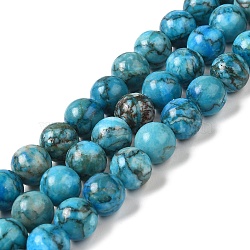 Natural Dyed Jade Beads Strands, Round, Dodger Blue, 10~10.5mm in diameter, Hole: 1mm, about 37pcs/strand, 14.76''~14.80''(37.5~37.6cm)(G-M402-C04-02)