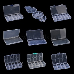 Plastic Grid Bead Containers, Mixed Shapes, Clear, 10.85~19.1x6.9~10.3x1.6~3cm, Inner Diameter: 2.5~11x3~18.5cm(CON-XCP0002-28)