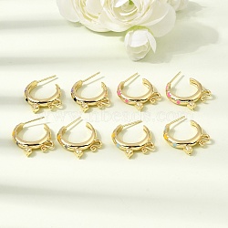 Brass Enamel Stud Earrings, Cat Shape, Half Hoop Earrings, Lead Free & Cadmium Free, Rack Plating, Long-Lasting Plated, Real 18K Gold Plated, Mixed Color, 21.5x18~18.5x4mm(KK-CBA8324-23G)