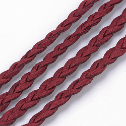 Braided Faux Suede Cord, Faux Suede Lace, Dark Red, 7x3mm, about 5yards/1roll(X-LW-Q008-2.7mm-1048)