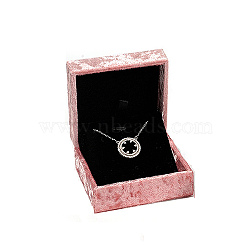 Velvet Jewelry Necklace Gift Boxes, Rectangle with Cameo Women, Pink, 7.5x7x3.5cm(PW-WGBFC00-02)