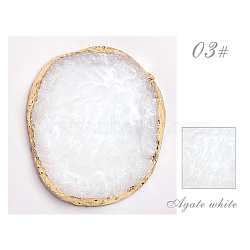 Resin Imitation Agate Color Palette, Makeup Cosmetic Nail Art Tool, White, 10x9x1cm(X-MRMJ-T007-003C)