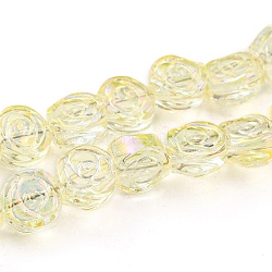 Full Rainbow Plated Electroplate Transparent Glass Beads Strands, Rose, Light Goldenrod Yellow, 6x7x3.5mm, Hole: 1mm, about 110pcs/strand, 25.20 inch(64cm)(EGLA-G037-01A-FR04)