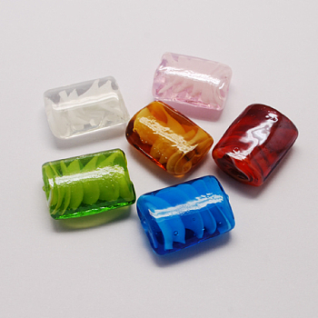 Handmade Lampwork Beads, Rectangle, Mixed Color, 21x16x9mm, Hole: 2mm