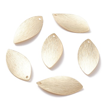 Brass Charms, Leaf, Real 24K Gold Plated, 23x11x1mm, Hole: 1.2mm