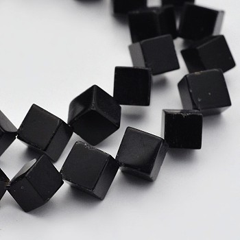 Cube Natural Black Onyx Beads Strands, Dyed, 9x8x6mm, Hole: 1mm, about 48pcs/strand, 15.7 inch