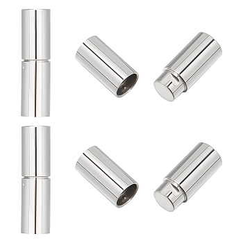 6 Sets 304 Stainless Steel Twist-in Bayonet Clasps, Column, Stainless Steel Color, 21x6mm, Hole: 5mm