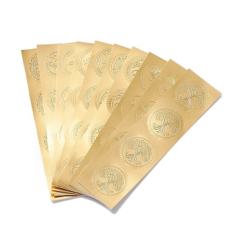 Self Adhesive Gold Foil Embossed Stickers, Medal Decoration Sticker, Mixed Pattern, Gold, 223x57mm, Sticker: 49.5x50mm, 4pcs/sheet