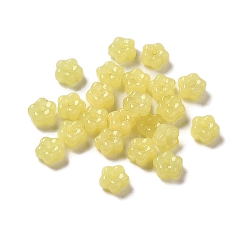Handmade Lampwork Beads, Flower, Champagne Yellow, 8x8.5x4.5mm, Hole: 1mm