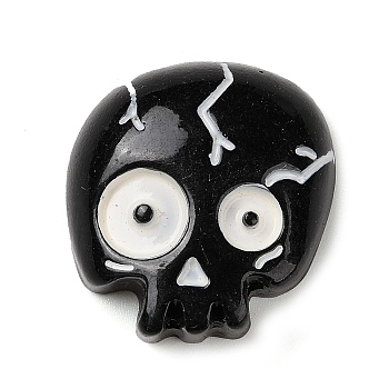 Skull Halloween Opaque Resin Decoden Cabochons, Halloween Jewelry Craft, Black, 23.5x23x8mm