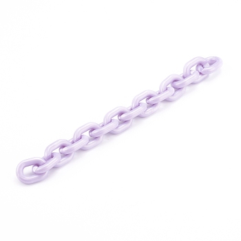 Handmade Opaque Acrylic Cable Chains, Round Ring, Lilac, 19x14x4mm, about 39.37 inch(1m)/strand