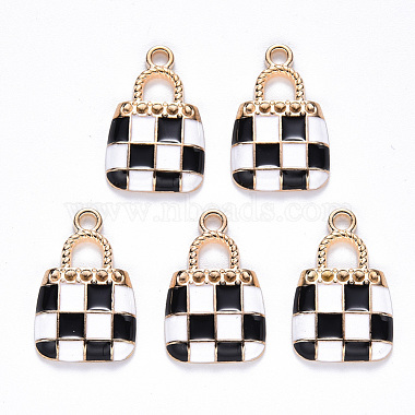 Light Gold Black Bag Alloy+Enamel Pendants