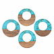 Transparent Resin & Walnut Wood Pendants(RESI-S389-036A-B03)-1