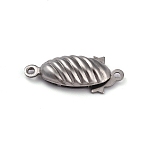 Non-Tarnish 304 Stainless Steel Box Clasps, Multi-Strand Clasps, Oval, Stainless Steel Color, 21.5x9x5mm, Hole: 1mm(STAS-H151-16P)