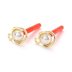 Alloy Stud Earring Findings, with 925 Sterling Silver Pin and ABS Plastic Imitation Pearl, with Loop, Twist, Golden, 11.5x9mm, Hole: 1.5mm, Pin: 0.7mm(EJEW-J102-02G)