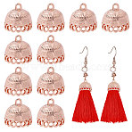 10Pcs Tibetan Style Alloy Pendant Bails, Tassel Cap Bail, Rose Gold, 19.5x20mm, Hole: 2.5mm, Inner Diameter: 17mm(FIND-CA0011-43RG)