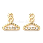Brass Micro Pave Cubic Zirconia Hanger Charms, Nickel Free, Real 18K Gold Plated, Clear, 8x8x2mm, Hole: 1mm(KK-A281-16G)
