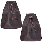 2Pcs Cowhide Coin Wallets, Drawstring Storage Bags, with Wax Cord, Coffee, 18x13.9x0.7cm(AJEW-BBC0001-16B-01)