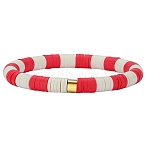 Polymer Clay Heishi Surfer Stretch Bracelet with 304 Stainless Steel Beaded, Preppy Bracelet, Red, Inner Diameter: 2 inch(5.2cm)(BJEW-SW00114-05)
