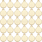 50Pcs Ion Plating(IP) 304 Stainless Steel Charms, Flat Round, Stamping Blank Tag, Golden, 10.5x8x1mm, Hole: 1mm(STAS-SC0010-01)