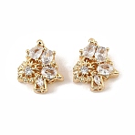 Brass Micro Pave Cubic Zirconia Beads, Christmas Trees, Real 18K Gold Plated, Clear, 13.5x11.5x5.5mm, Hole: 1.6mm(KK-C155-08G-01)